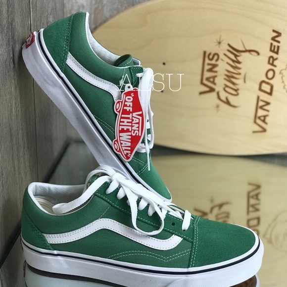 VANS Old Skool Deep Grass Green True White W - Picture 6 of 8